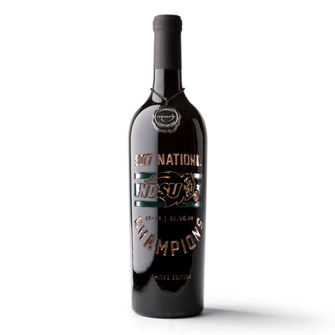 North Dakota State National Champions Stripes Etched Wine