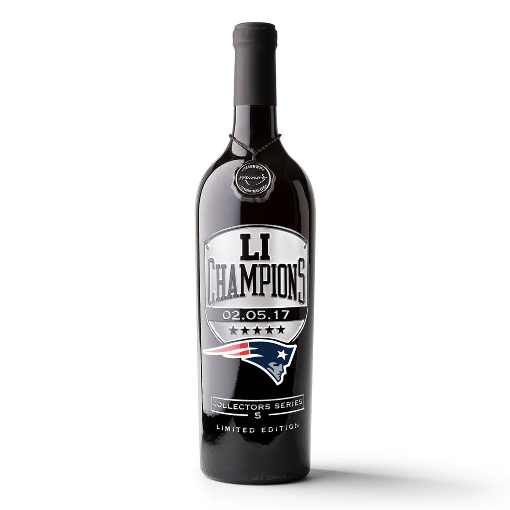 Patriots LI Champions Etched Wine