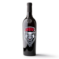University of New Mexico Lobos Etched Wine Bottle