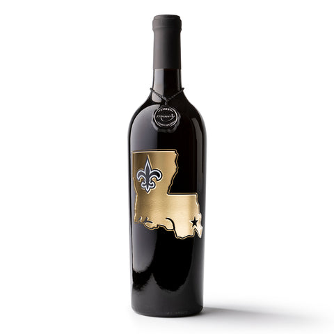 New Orleans Saints Outline Etched Wine
