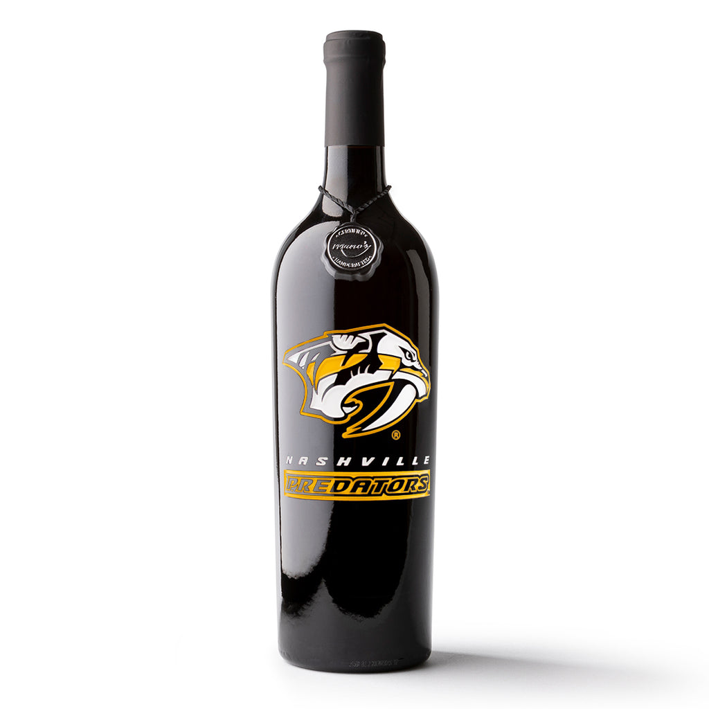 Nashville Predators Logo Etched Wine
