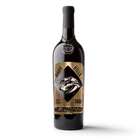 Nashville Predators Frame Etched Wine
