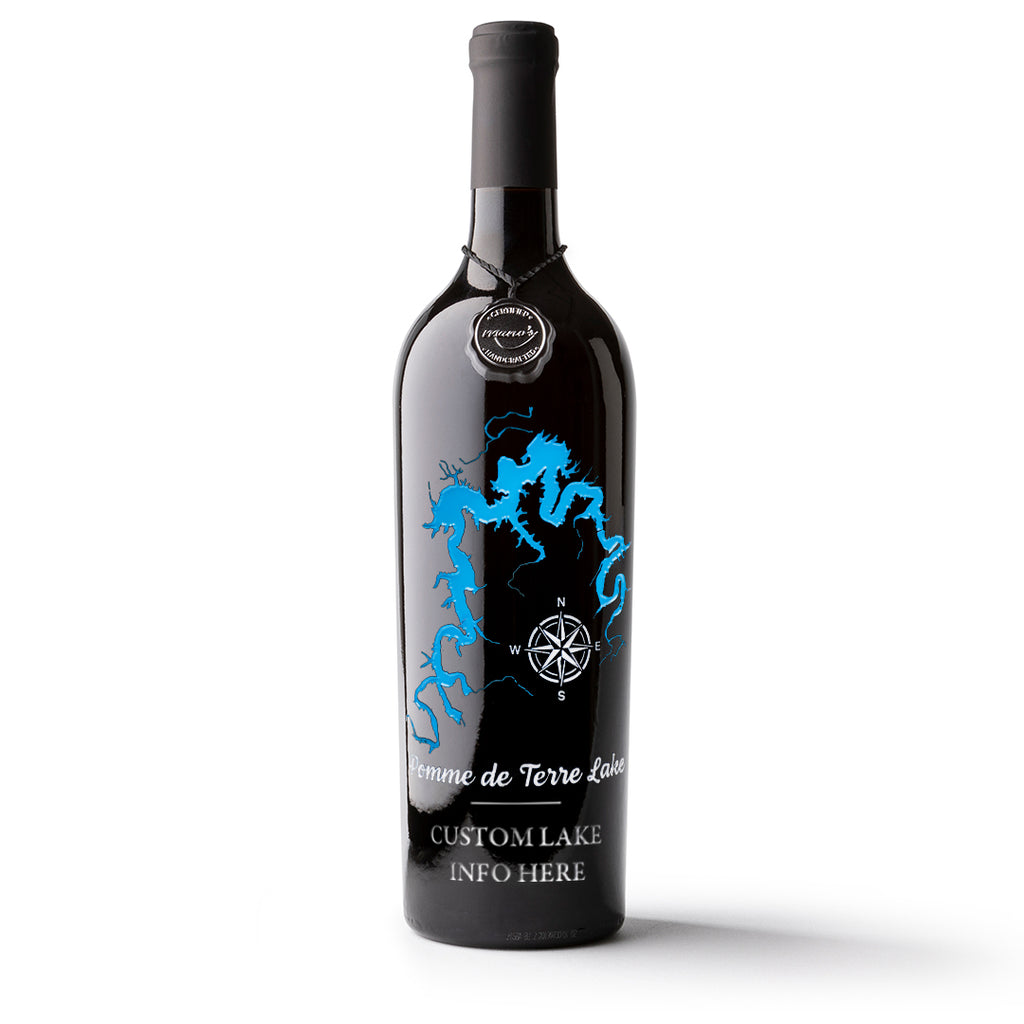 Pomme de Terre Lake Custom Etched Wine
