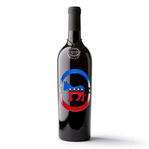 Democrat Etched Wine Bottle