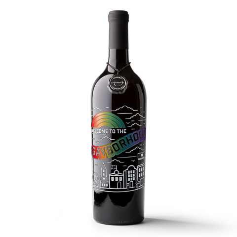 Welcome to the Gayborhood Etched Wine