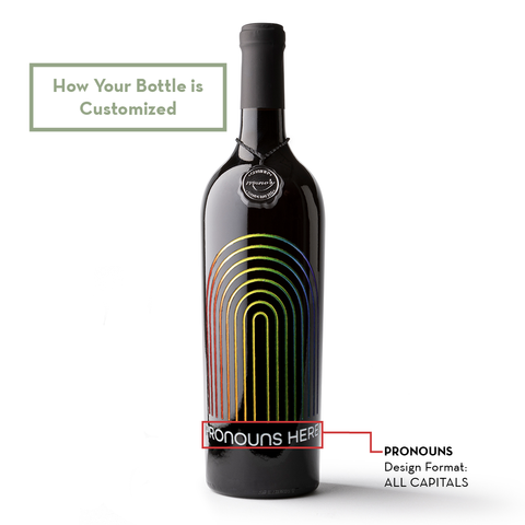 Custom Pronoun Rainbow Etched Wine
