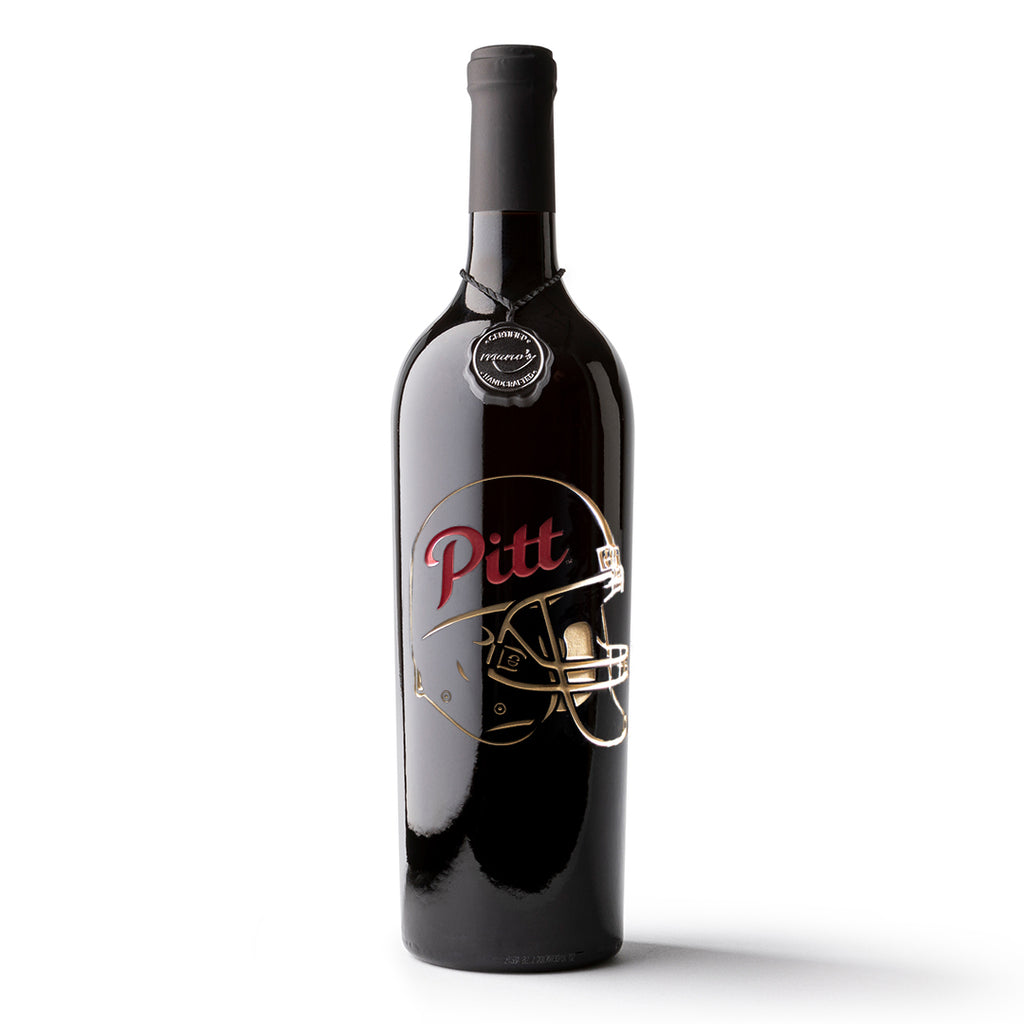 Pittsburg State University Helmet Etched Wine Bottle