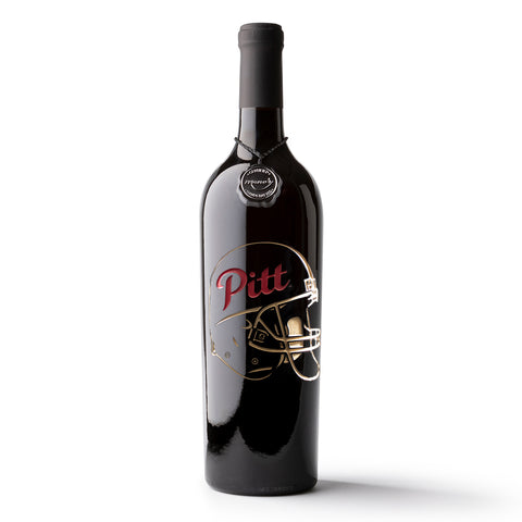 Pittsburg State University Helmet Etched Wine Bottle