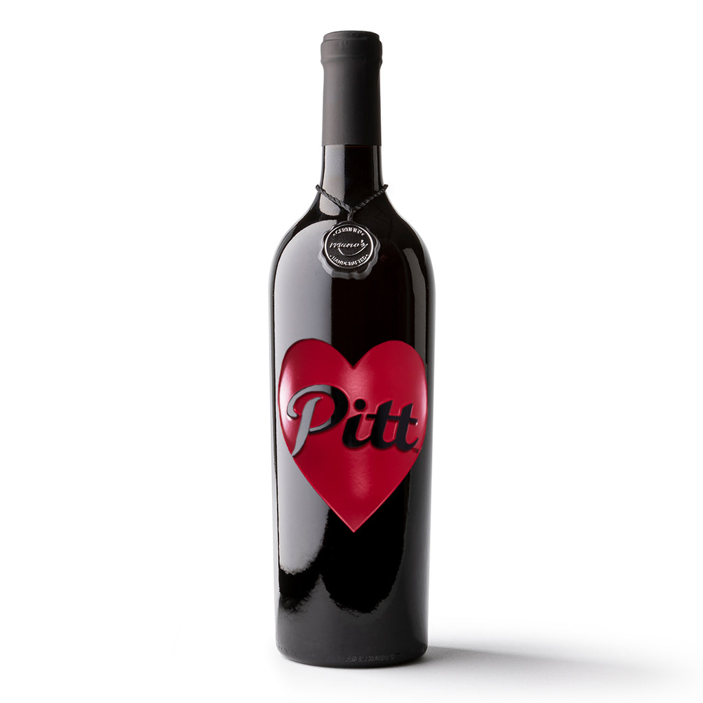 Pittsburg State University Heart Etched Wine Bottle