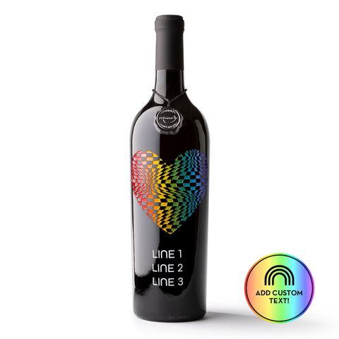 Pride Checkered Heart Custom Etched Wine