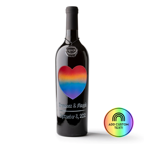 Pride Heart Custom Etched Wine