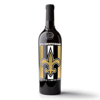 Saints 10th Anniversary Stripes Etched Wine
