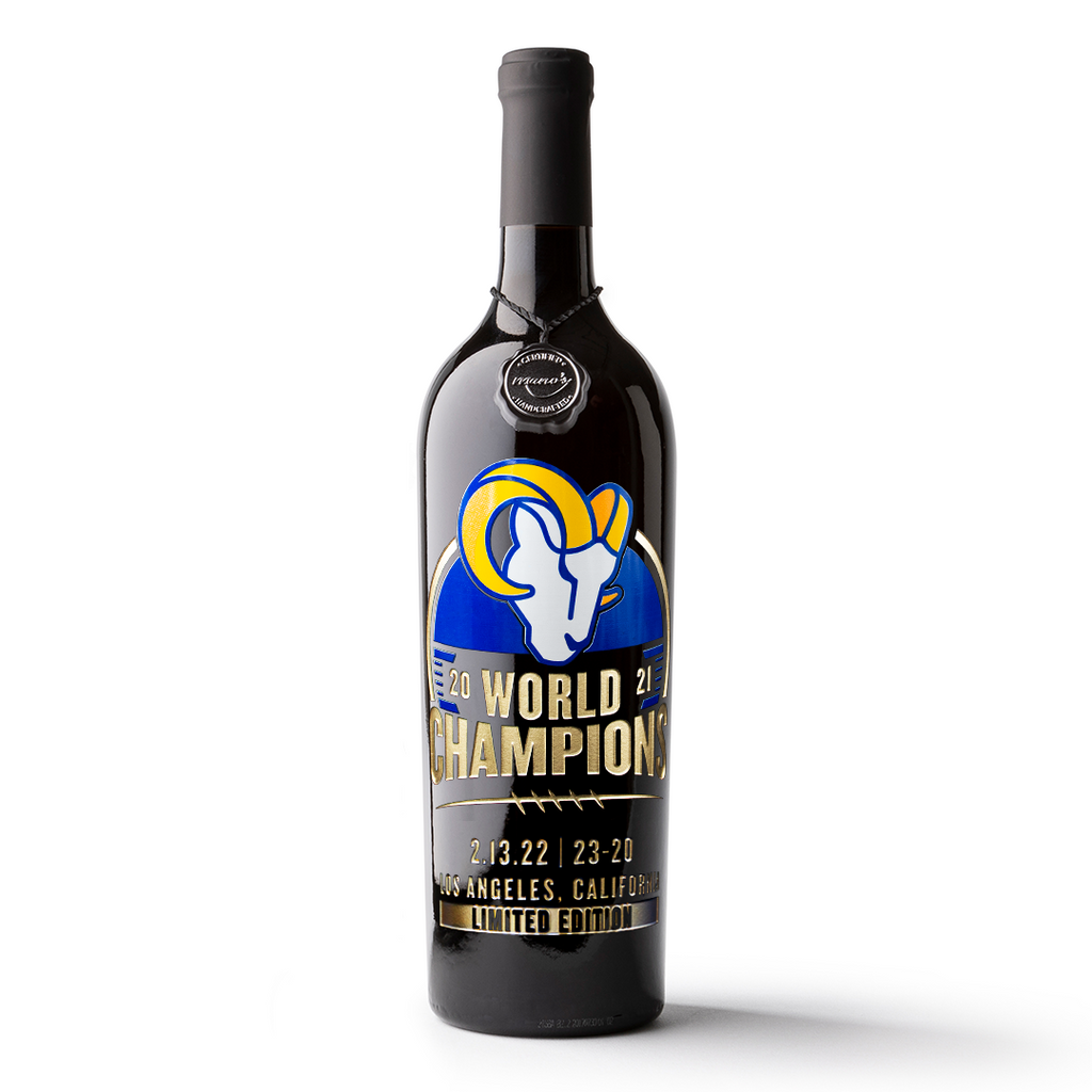 Los Angeles Rams 2021 Champions Etched Wine
