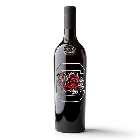 University of South Carolina Etched Wine Bottle