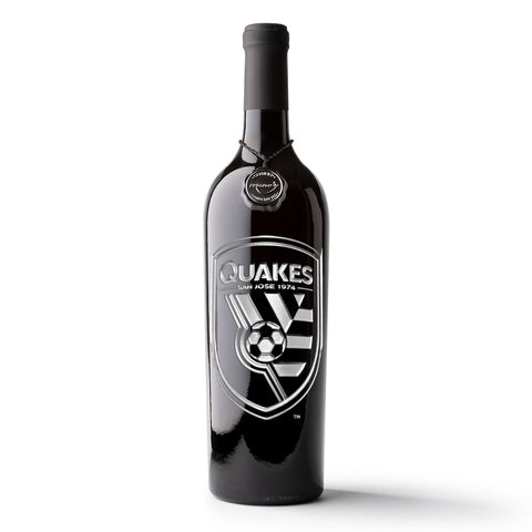 San Jose Earthquakes Logo Etched Wine