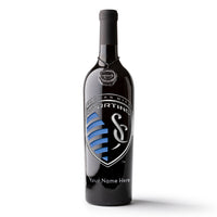 Sporting Kansas City Logo Custom Name Etched Wine