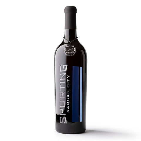 Sporting Kansas City Stripes Etched Wine