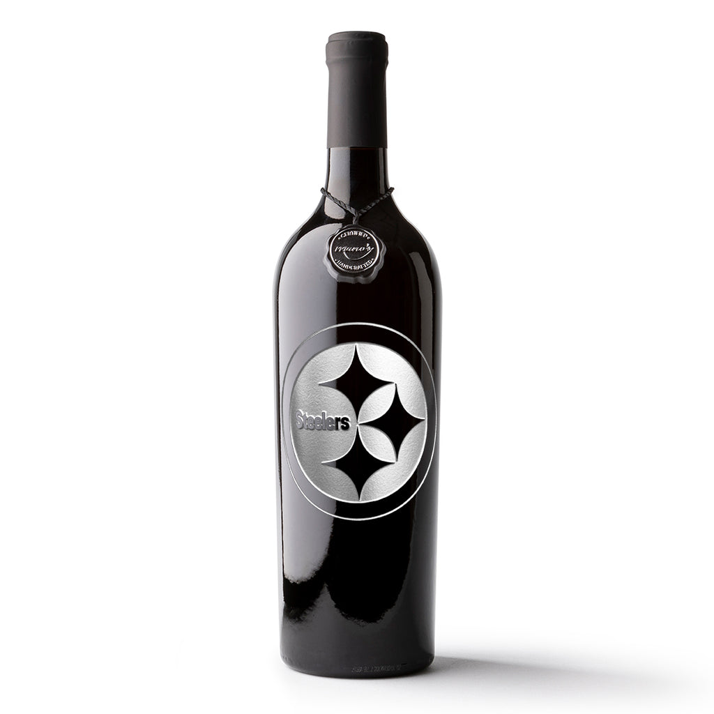 Pittsburgh Steelers Logo Etched Wine
