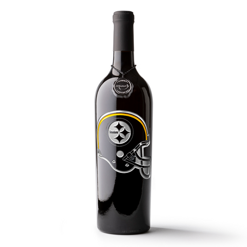 Pittsburgh Steelers Helmet Etched Wine