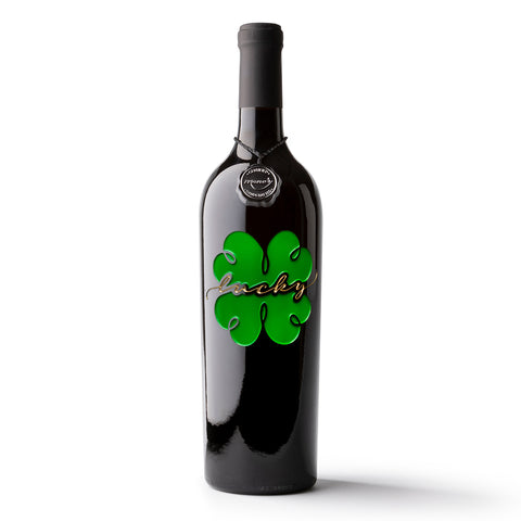 St. Patricks Lucky Four Leaf Clover Etched Wine