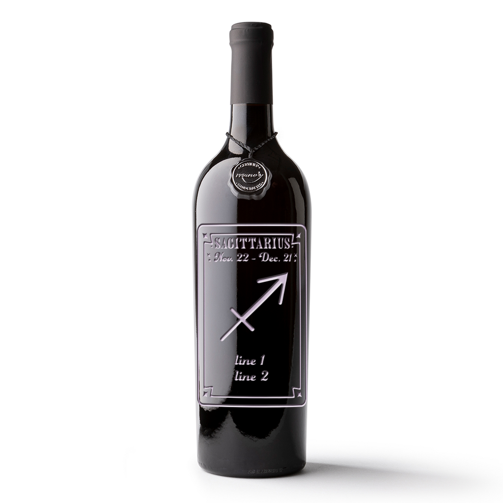 Sagittarius Custom Etched Wine Bottle