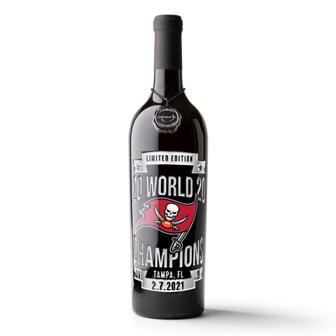 Tampa Bay Bucs 2020 Champions Banner Etched Wine