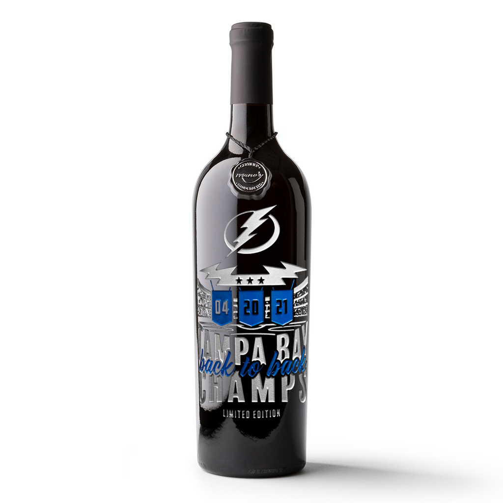 Tampa Bay Lightning Back to Back Champs Etched Wine