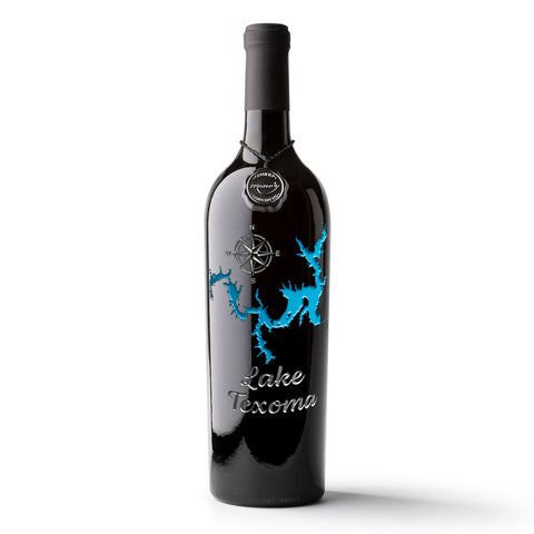 Lake Texoma Etched Wine
