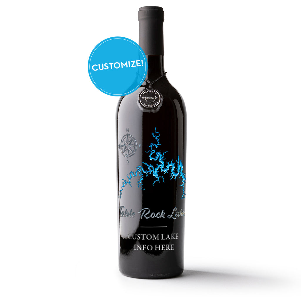 Table Rock Lake Custom Etched Wine