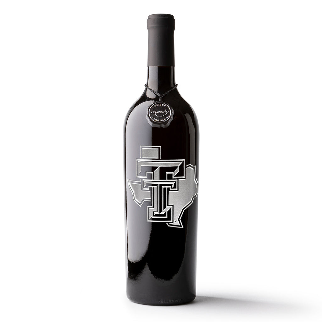 Texas Tech State Outline Logo Etched Wine