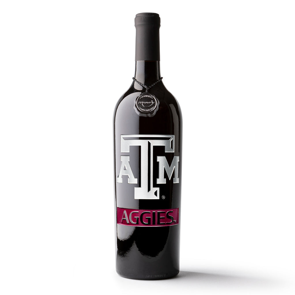 Texas A&M Aggies Etched Wine