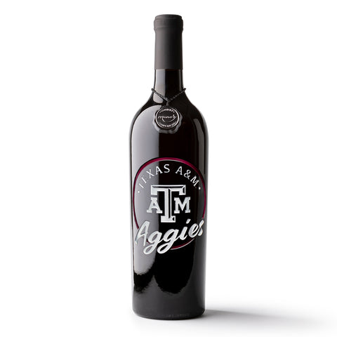 Texas A&M Aggies Circle Etched Wine