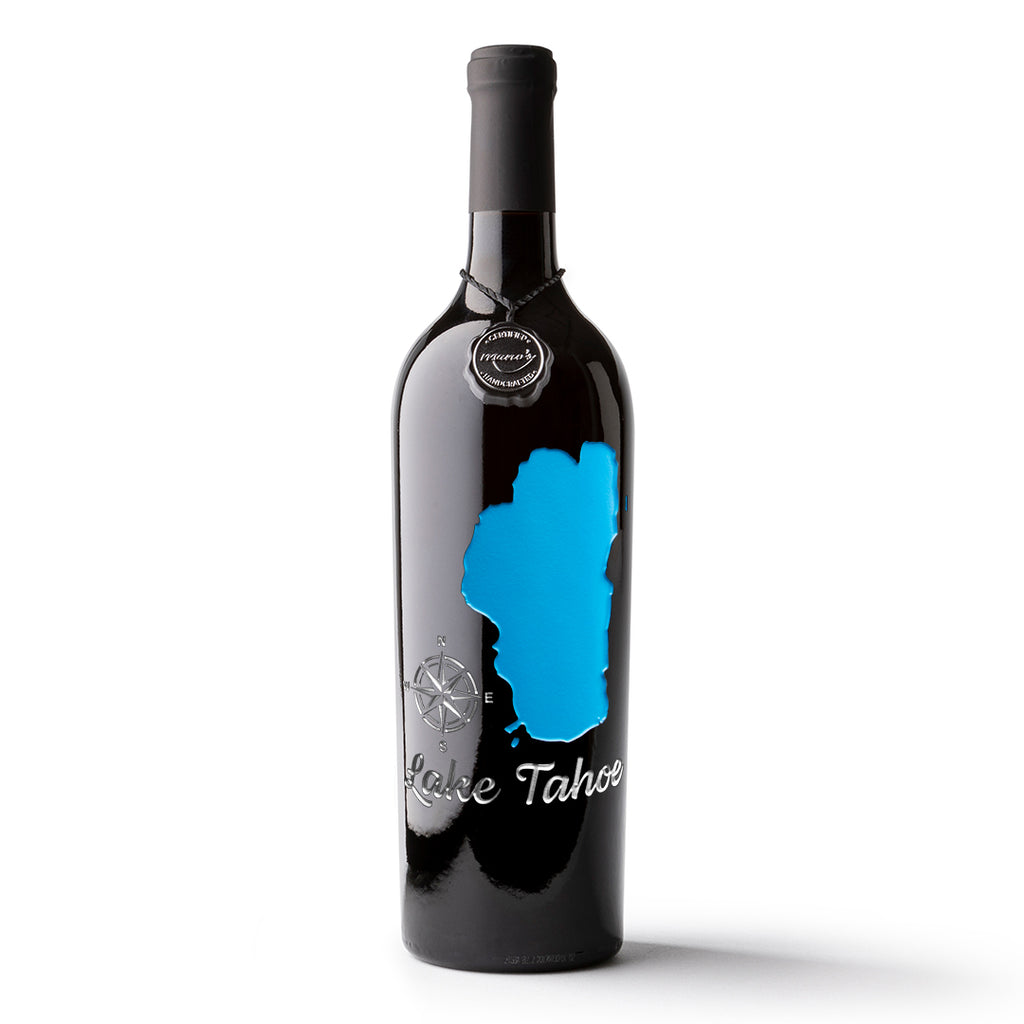 Lake Tahoe Etched Wine