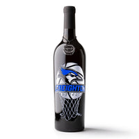 Creighton University Basketball Etched Wine Bottle