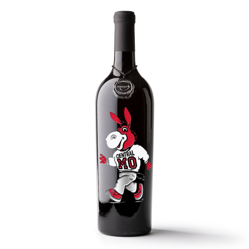 UCM Mo The Mule Etched Wine Bottle