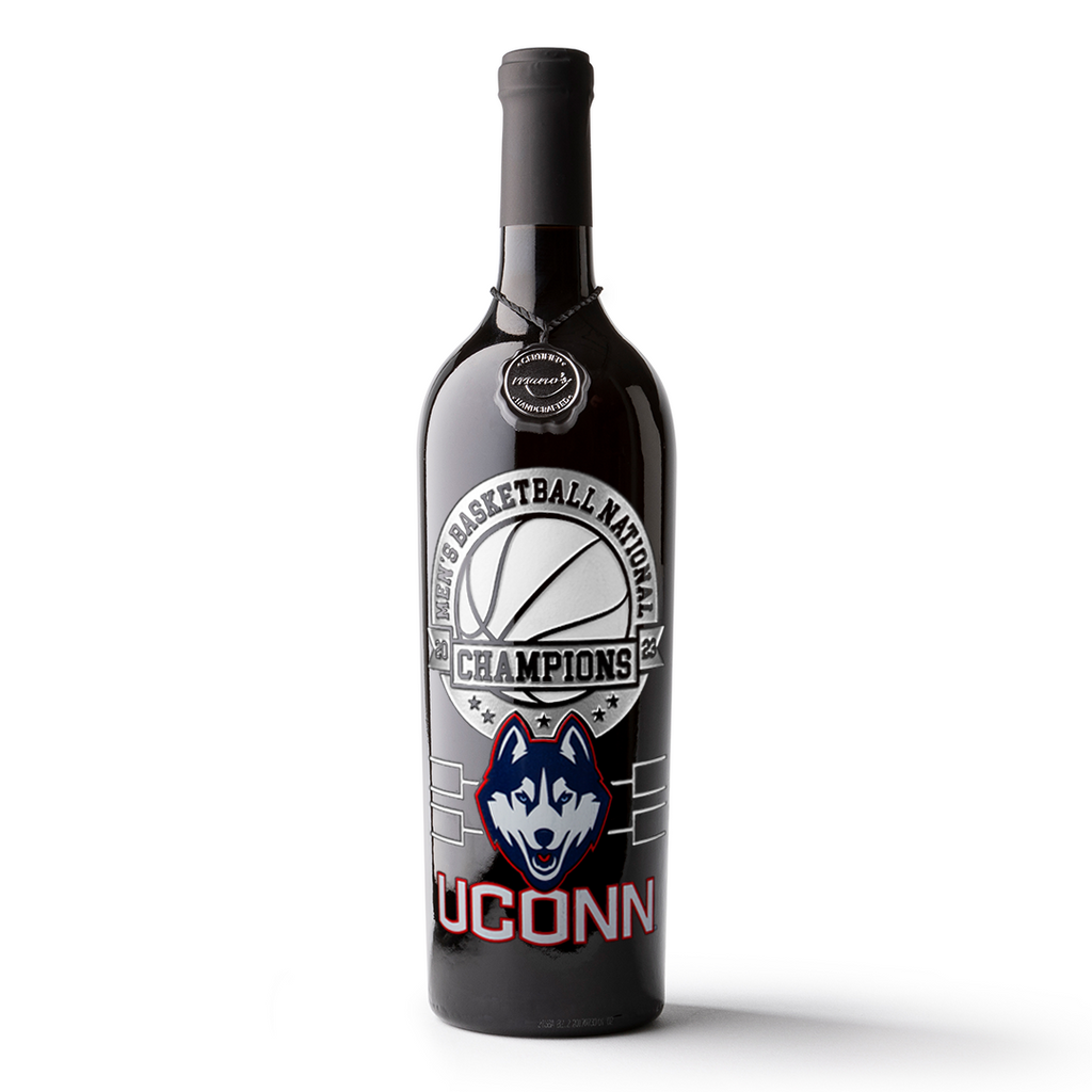 UCONN 2023 Men's Basketball Champions Etched Wine