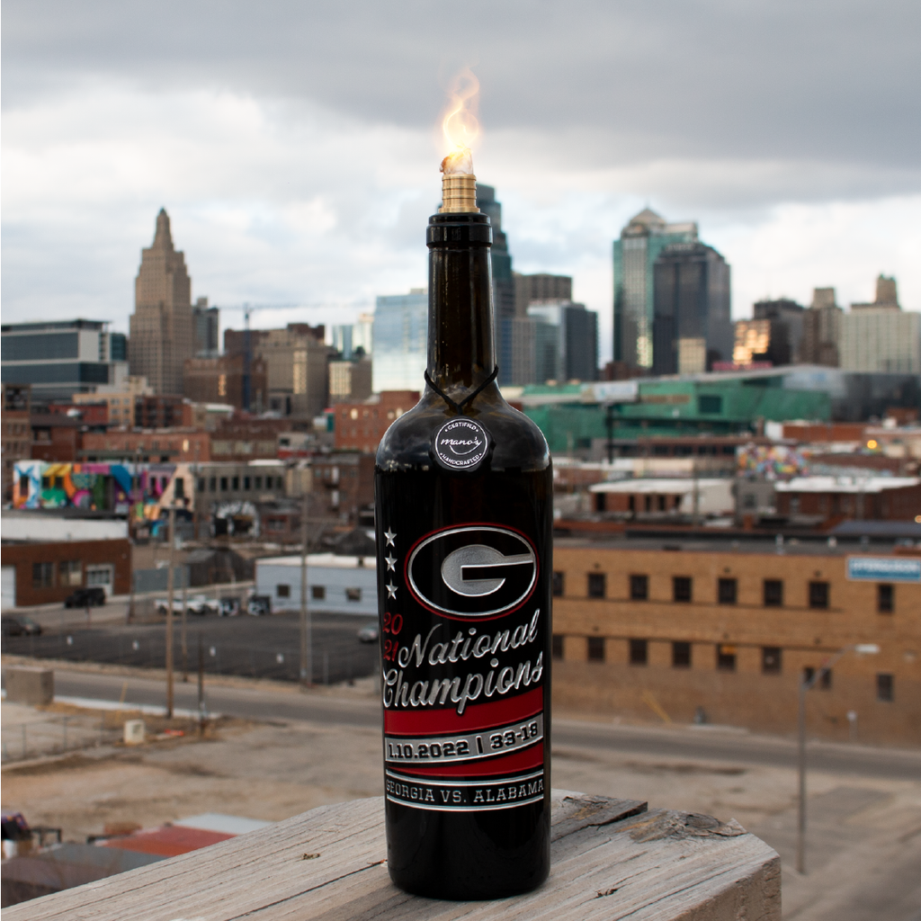 Georgia 2021 National Champions Stars Etched Display Bottle