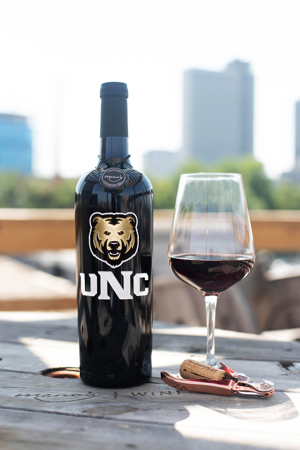 University of Northern Colorado Etched Wine Bottle