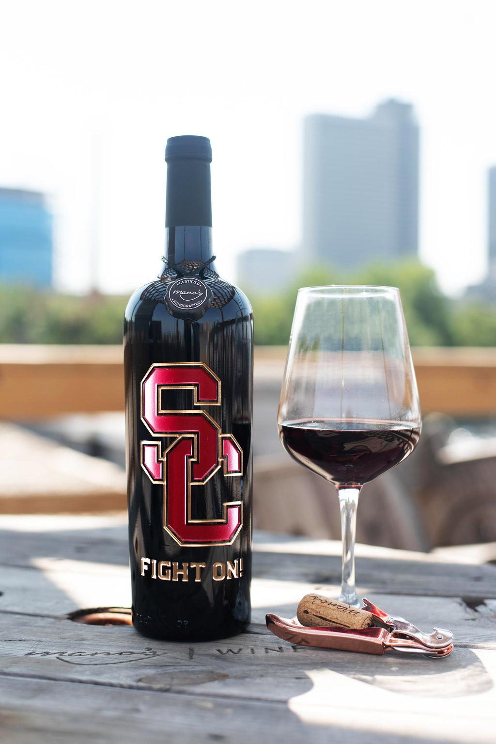 USC Fight On! Etched Wine