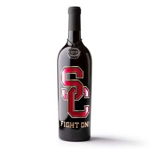 USC Fight On! Etched Wine