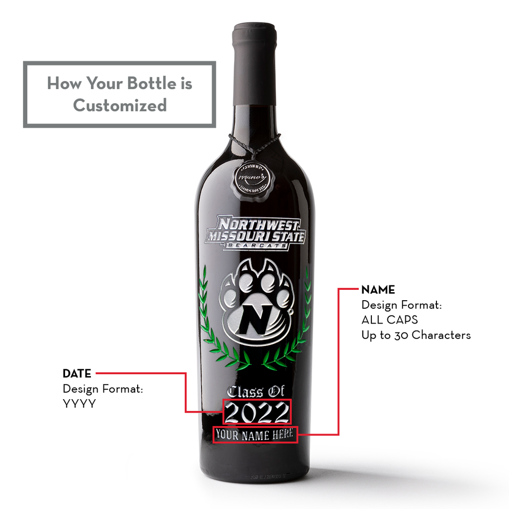 Northwest Missouri State Custom Alumni Etched Wine