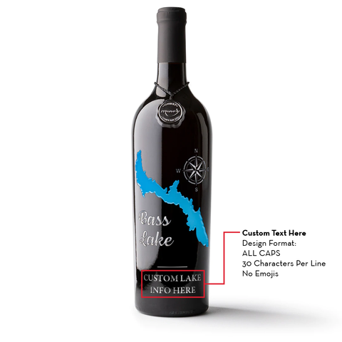 Bass Lake Custom Etched Wine