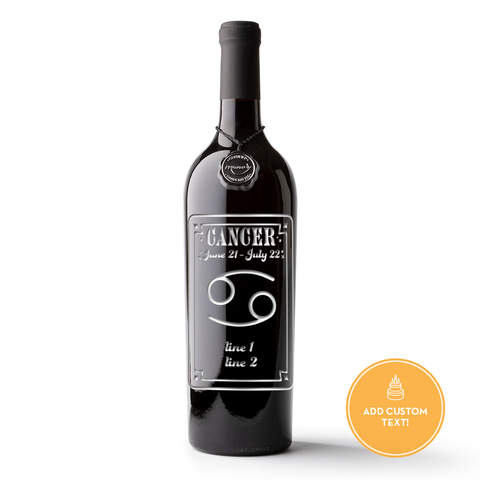 Cancer Custom Etched Wine Bottle