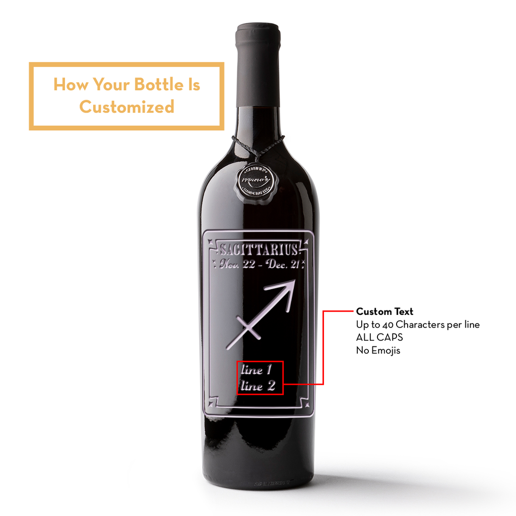 Sagittarius Custom Etched Wine Bottle