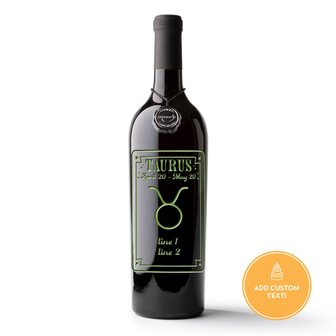 Taurus Custom Etched Wine Bottle