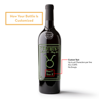 Taurus Custom Etched Wine Bottle
