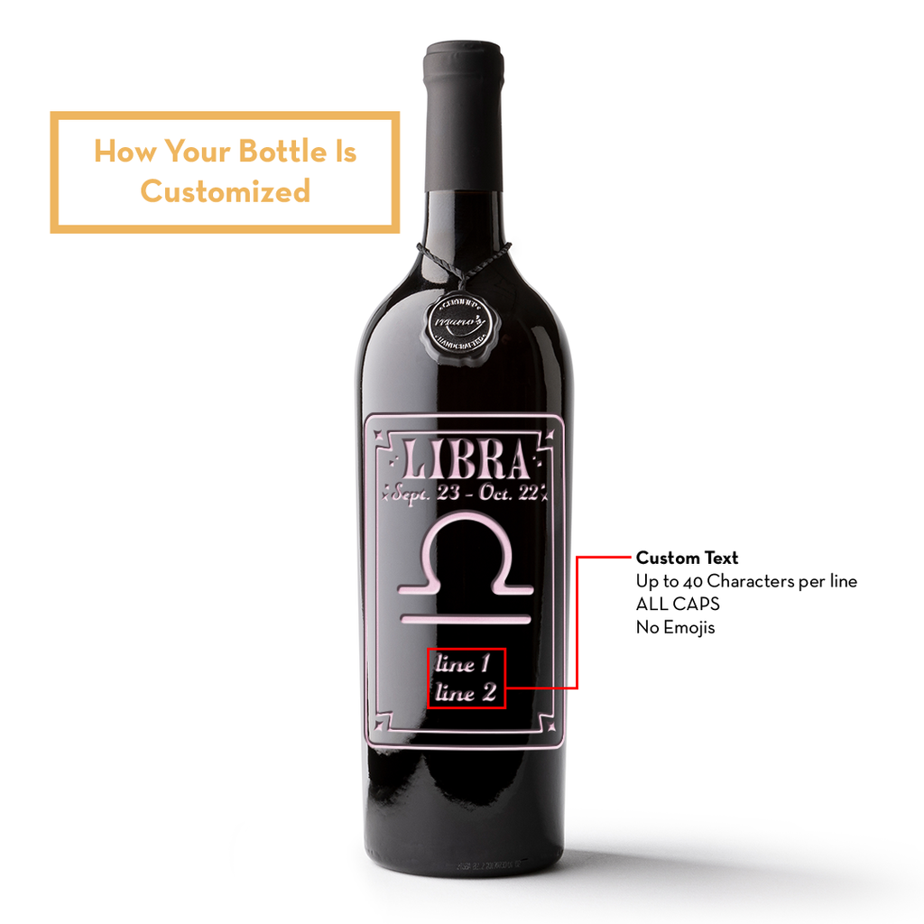 Libra Custom Etched Wine Bottle