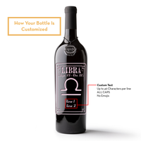 Libra Custom Etched Wine Bottle