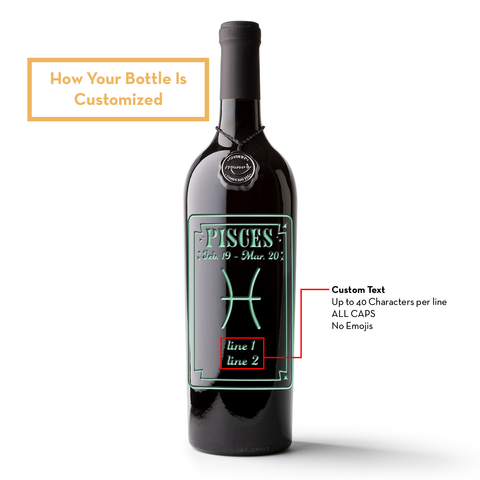 Pisces Custom Etched Wine Bottle