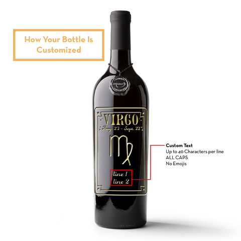 Virgo Custom Etched Wine Bottle